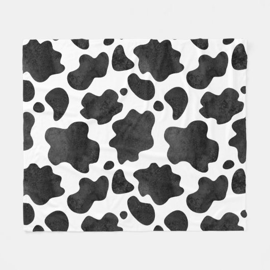 Koe spikkelpatroon zwart-wit afdrukken fleece deken (Voorkant (Horizontaal))