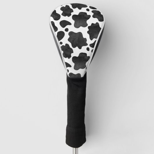 Koe spikkelpatroon zwart-wit afdrukken golfheadcover (Voorkant)
