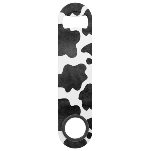 Koe spikkelpatroon zwart-wit afdrukken speed flessenopener (Voorkant)