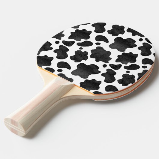 Koe spikkelpatroon zwart-wit afdrukken tafeltennisbatje (Voorkant Gekanteld)