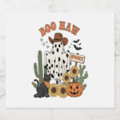 Koe Spot Ghost Western-Funny Halloween Sparkling Wijnetiket (Enkel label)