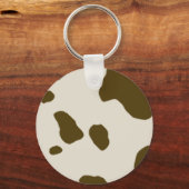 Koe Spots Brown Faux Sleutelhanger (Voorkant)