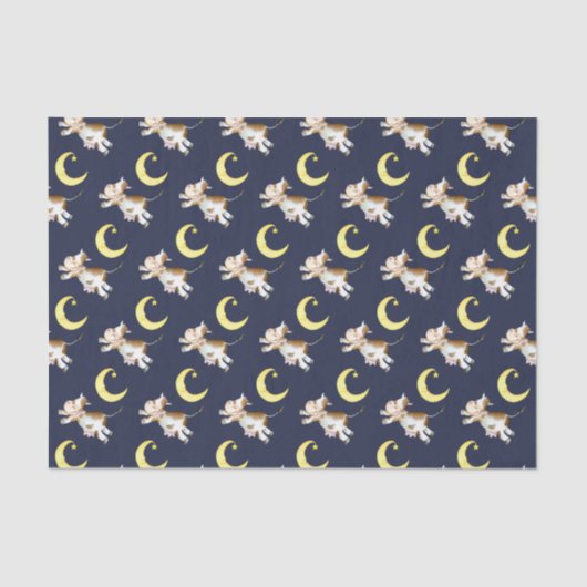 Koe springmaan waterverf schilderij kunst tissuepapier (Voorkant)