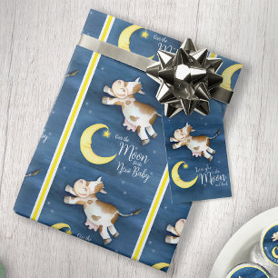 Koe springt over de maan nieuwe baby cadeaupapier