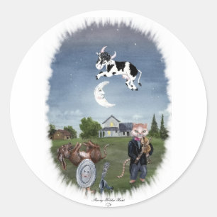 KOE SPRONG OVER DE MAAN RONDE STICKER