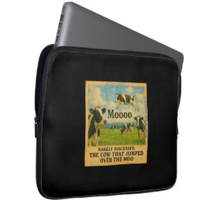 Koe Sprong Over de Moo – Whimsical Boerderij Grap Laptop Sleeve