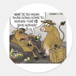 Koe Stier Echtscheiding Grappige Cartoon Cadeaus & Ronde Sticker