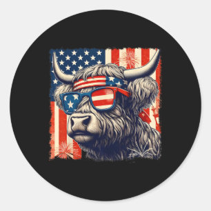 Koe Sungles Amerikaanse vlag 4 juli Boer Ronde Sticker