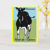 Koe tekenen, gezegde Mooo, hoe zijn yoooo. Kaart (Gele Bloem)