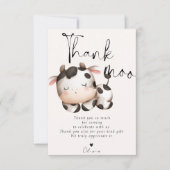 Koe thema baby shower bedankkaart (Voorkant)