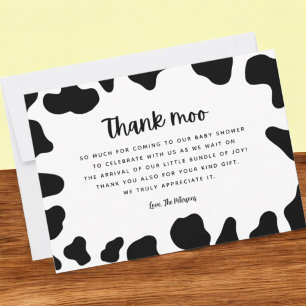Koe thema Baby shower - Hartelijk dank Bedankkaart
