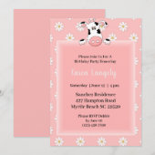 Koe Thema Kinderen Verjaardagsuitnodiging Kaart (Voorkant / Achterkant)