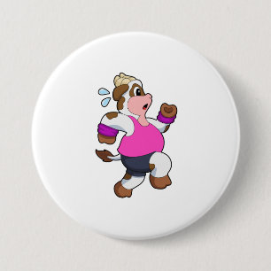 Koe tijdens uitvoering ronde button 7,6 cm