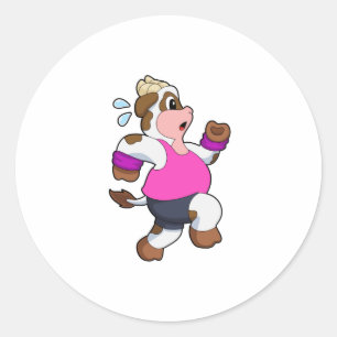 Koe tijdens uitvoering ronde sticker