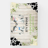 Koe tweeling baby shower / gender onthullen achter spandoek (Verticaal)