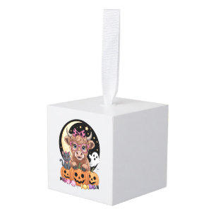 Koe uit de Hooglanden Halloween Griezelig Seizoen Kubus Ornament