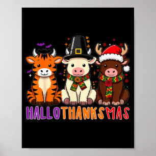 Koe uit de Hooglanden Kerstmis Hallothanksmas Poster
