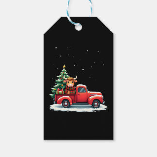 Koe uit Hoogland in Truck Farm Boer Kerst Koe Ca Cadeaulabel