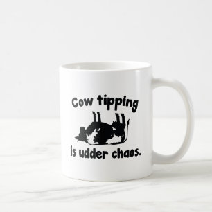 Koe uitzetten is onderliggend. koffiemok
