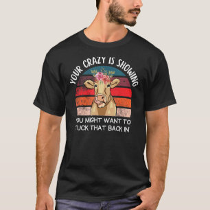Koe Uw Gek toont Koe Schattig Bloemenvee T-shirt