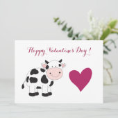 Koe valentijnskaart feestdagenkaart (Staand voorkant)