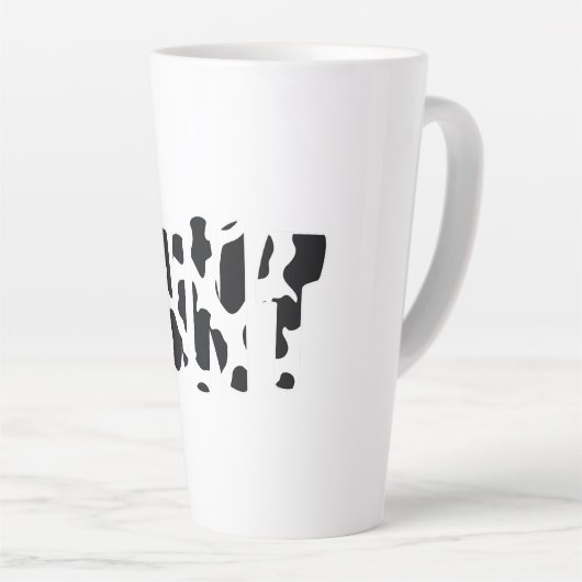 koe van afdrukpagina met koe latte mok (Rechterhoek)