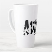 koe van afdrukpagina met koe latte mok (Linkerhoek)