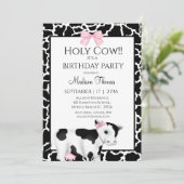 Koe van Cute Girls Afdrukdag Uitnodiging (Staand voorkant)