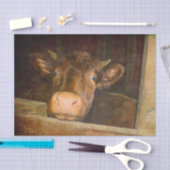 Koe van de textielsector in barn - rustic Tissuepapier (Craft)