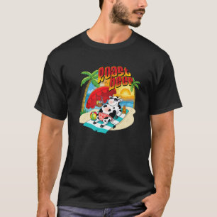 Koe van geroosterd rundvlees op doorlatende strand t-shirt
