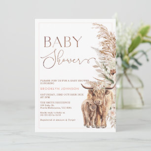 Koe van het Hoogland Calf Floral Lijst Baby shower Kaart
