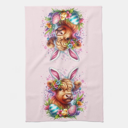 Koe van het Paashoogland Theedoek (Verticaal)