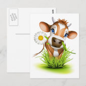 Koe van Jersey in gras Briefkaart (Voorkant / Achterkant)