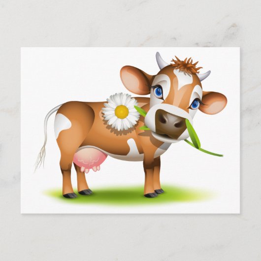Koe van Little Jersey die madeliefje eet Briefkaart (Voorkant)