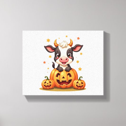 Koe van pompoenpatch canvas afdruk (Voorkant)