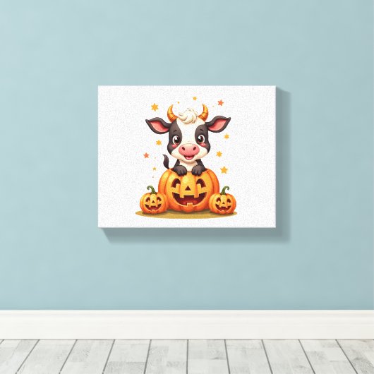 Koe van pompoenpatch canvas afdruk (Insitu (Houten vloer))