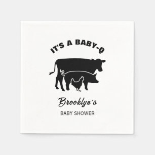 Koe Varken Kip BabyQ BBQ Baby Shower Zwart Wit Servet
