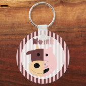 Koe + Varken = Roze sleutelhanger (Voorkant)