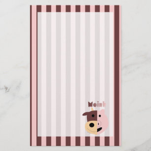 Koe + Varkens = briefpapier met moink gestreept
