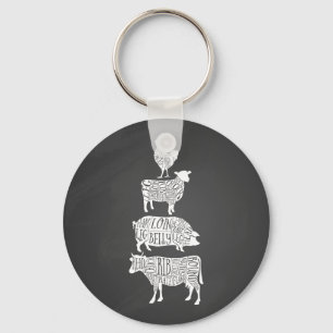 koe varkensvlees snijdt kleine stukjes sleutelhanger