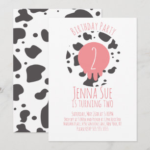 Koe verjaardagsfeestje dierprint patroon roze brui kaart