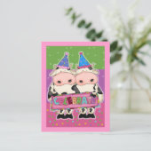 Koe verjaardagskaarten en postzegels briefkaart (Staand voorkant)