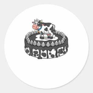 Koe verjaardagstaart Thema Party Boer Bday Cattlem Ronde Sticker