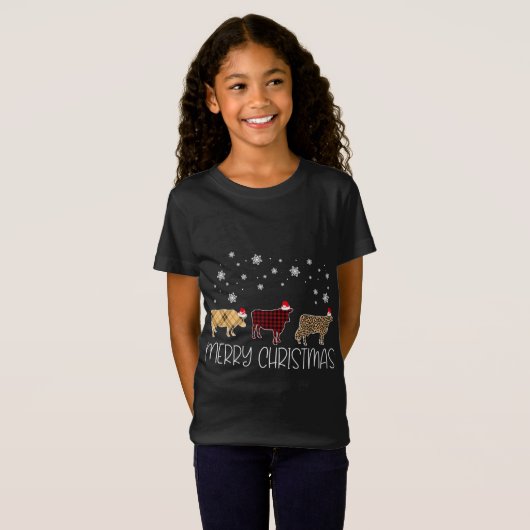 Koe Versiering kerstcadeautje Pset Leopard X-Mas P T-shirt (Voorkant volledig)