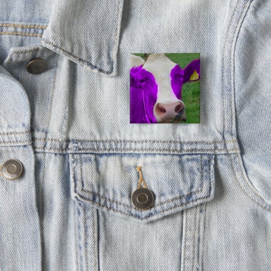 koe vierkante button 5,1 cm (In situ)