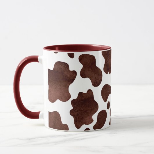 Koe Vlekken Patroon Bruin en Wit Dierenprint Mok (Links)