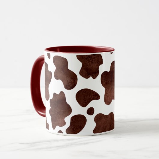 Koe Vlekken Patroon Bruin en Wit Dierenprint Mok (Voorkant links)