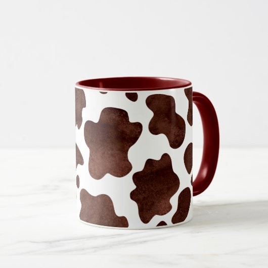 Koe Vlekken Patroon Bruin en Wit Dierenprint Mok (Voorkant rechts)