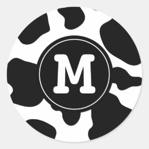 Koe vlekken patroon ronde sticker   Dierenprint