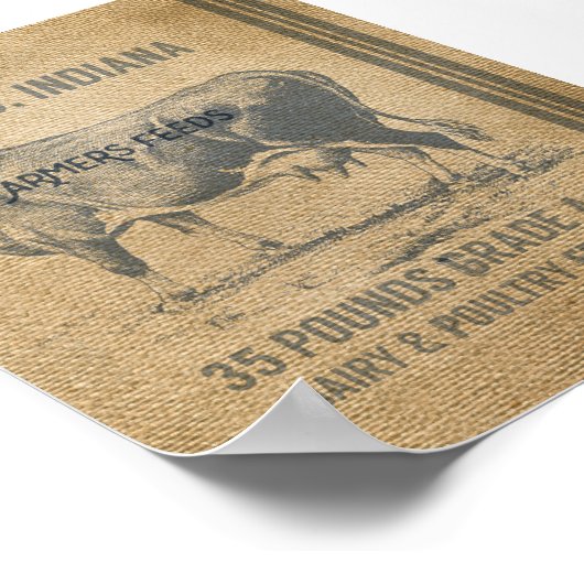 koe voor burlap poster (Hoek)
